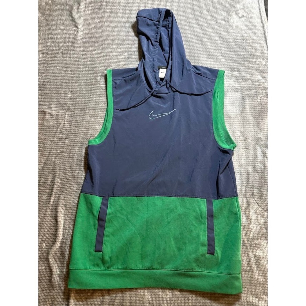 Nike Sleeveless Hoodie Mens S Blue Green Colorblock Training Vest Center Swoosh